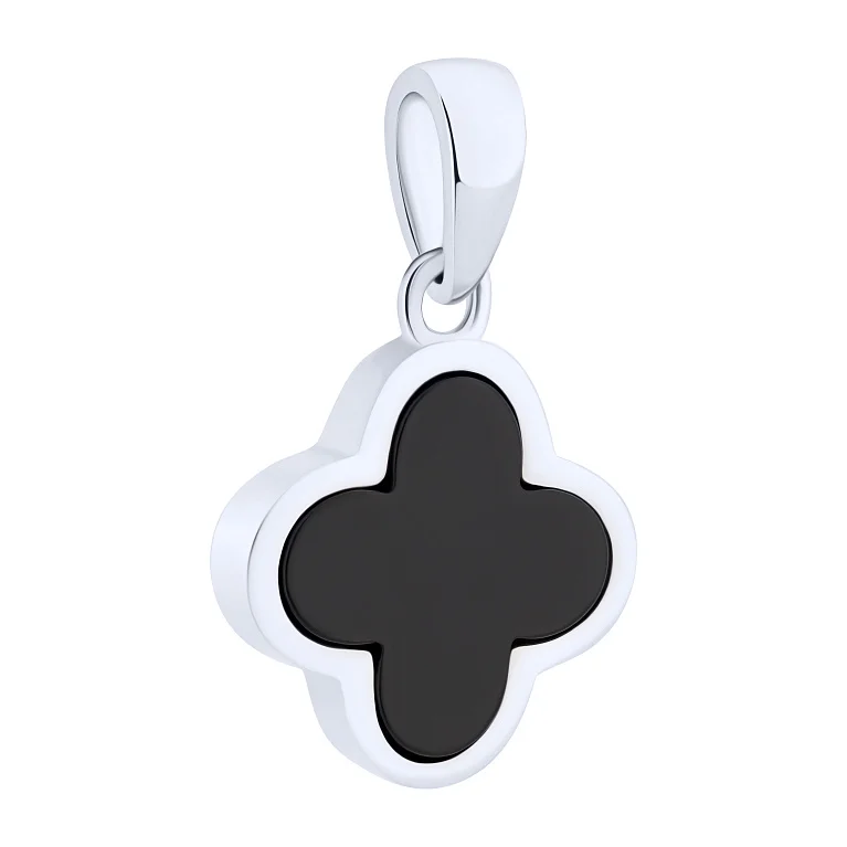 Срібний підвіс "Конюшина" з оніксом - 2159731