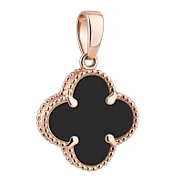 Підвіс "Конюшина" із червоного золота з оніксом - 2134666