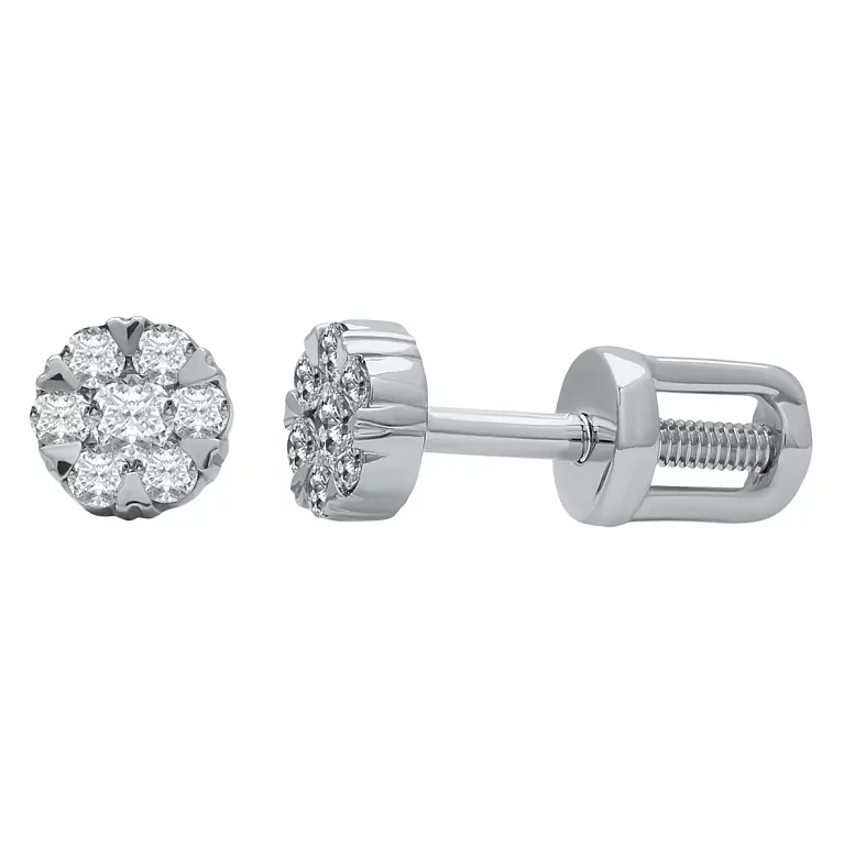 Сережки-гвоздики з білого золота з діамантами. Артикул 102-10015/2б: ціна, відгуки, фото – купити в інтернет-магазині AURUM