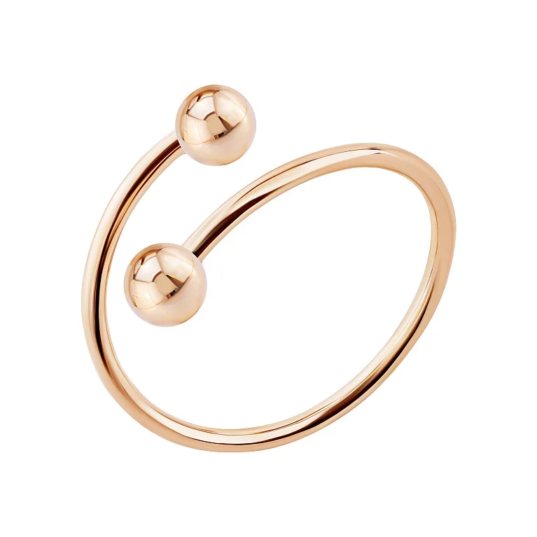Кольцо незамкнутое "Шарики" в красном золоте - 1976730
