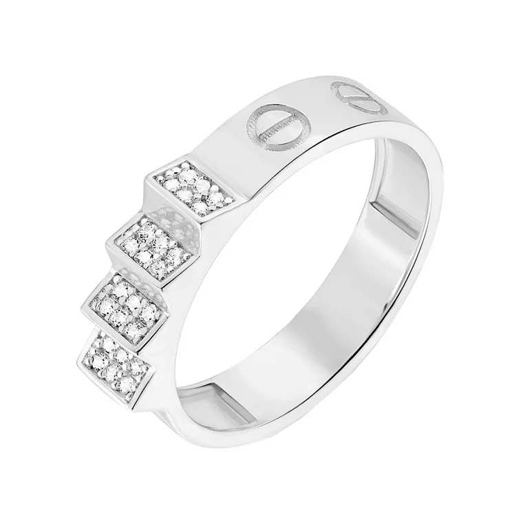 Золотое кольцо "Love" с россыпью фианитов . Артикул 155205б: цена, отзывы, фото – купить в интернет-магазине AURUM