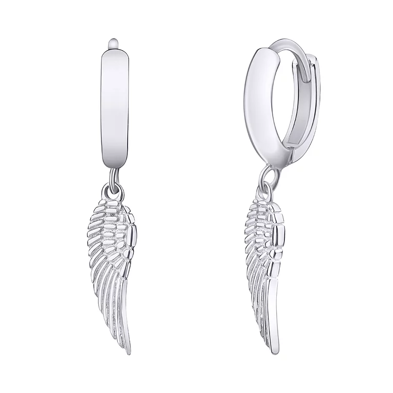 Сережки-кольца "Крилья" из серебра. Артикул 7502/СК2/1017: цена, отзывы, фото – купить в интернет-магазине AURUM