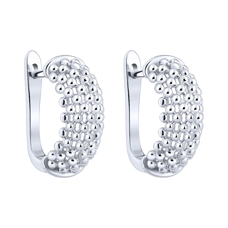 Срібні сережки "Кульки попкорн" - 2159696
