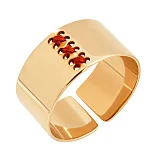 Кольцо из красного золота из шелком с элементами вышивки 