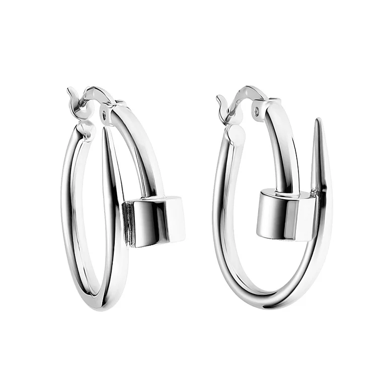 Сережки-кольца из белого золота Гвоздь. Артикул 104996/20б: цена, отзывы, фото – купить в интернет-магазине AURUM