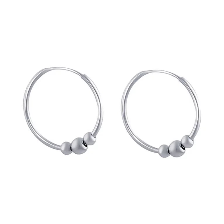 Срібні сережки-кільця з кульками. Артикул 7502/2080725: ціна, відгуки, фото – купити в інтернет-магазині AURUM