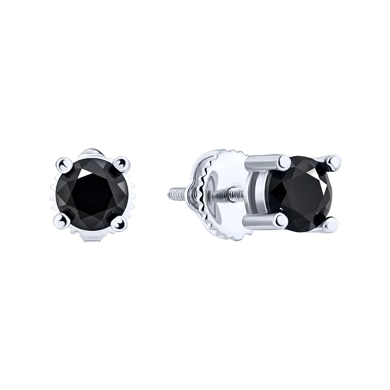 Серьги-пусеты в серебре с фианитом - 2182689
