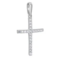 Крестик в белом золоте с фианитами - 1743875