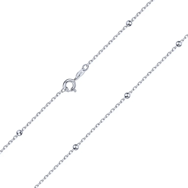 Колье с шариками из серебра в якорном плетение  - 2129577