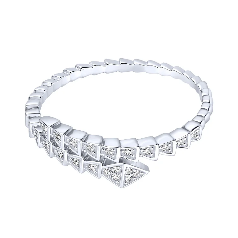 Серебряное кольцо "Змея" с фианитами  - 2205857