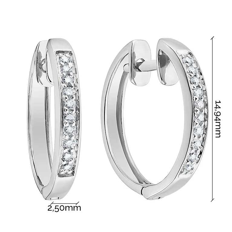 Серьги-кольца с бриллиантами в белом золоте - 1697625