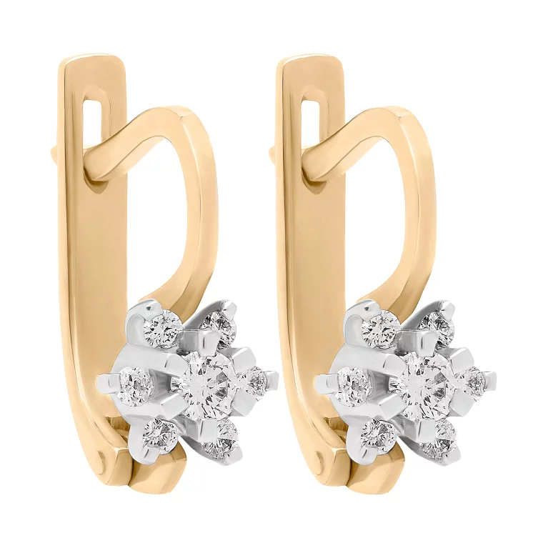 Сережки в червоному золоті з діамантами "Квітка". Артикул 50841/3: ціна, відгуки, фото – купити в інтернет-магазині AURUM