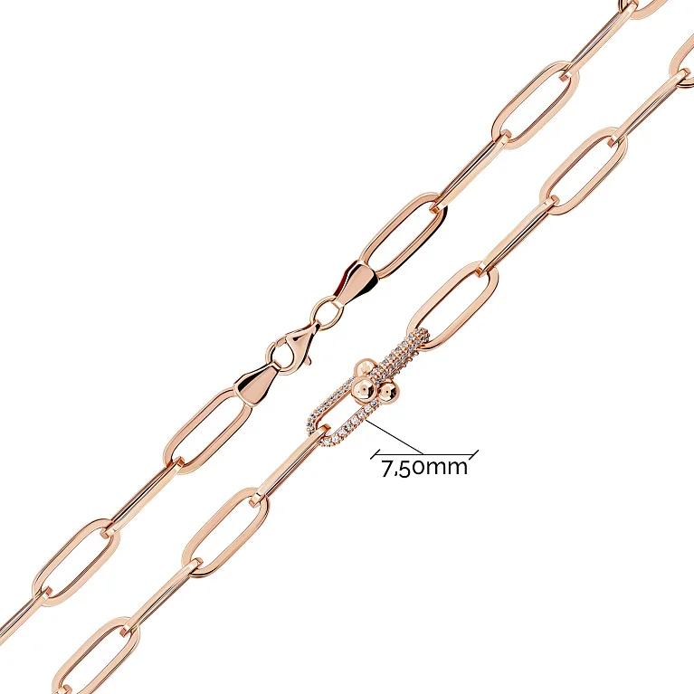 Кольє з червоного золота з фіанітами якірного плетіння - 1999771