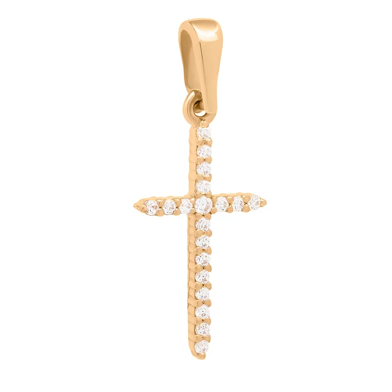Крестик в красном золоте с дорожкой фианитов. Артикул 31054401: цена, отзывы, фото – купить в интернет-магазине AURUM