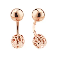 Ажурні сережки-джекети "Кульки" із червоного золота - 2093463