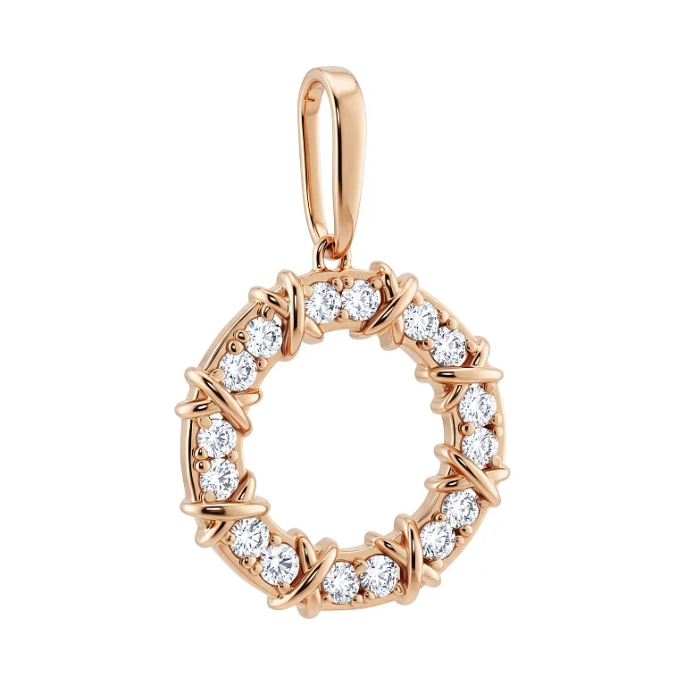 Елегантний підвіс з червоного золота з фіанітами  - 2210436