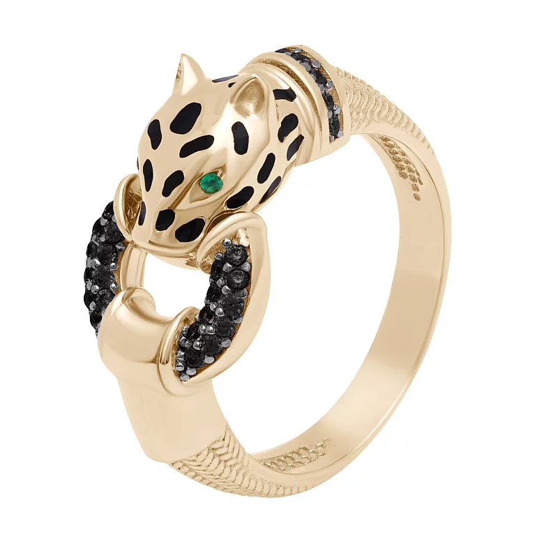 Кольцо "Пантера" из красного золота с фианитами. Артикул 215223101bcz: цена, отзывы, фото – купить в интернет-магазине AURUM