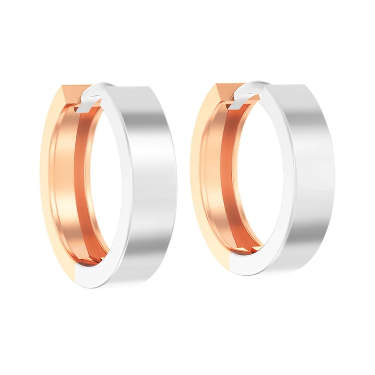 Сережки-кольца из комбинированного золота. Артикул 110451бк: цена, отзывы, фото – купить в интернет-магазине AURUM