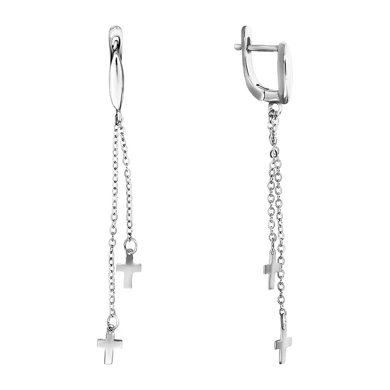 Серебряные серьги с подвесными крестиками. Артикул 7502/2086260: цена, отзывы, фото – купить в интернет-магазине AURUM