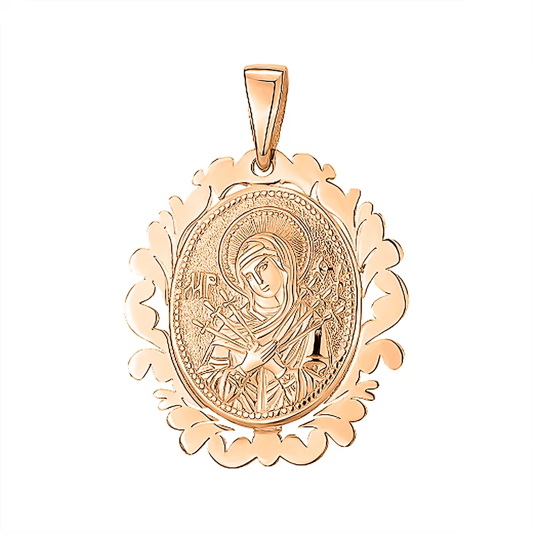 Ладанка из красного золота Богородица "Семистрельная". Артикул 3006151101: цена, отзывы, фото – купить в интернет-магазине AURUM