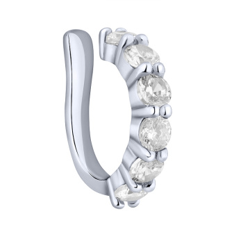 Серебряная моносережка-каффа с фианитами - 2235844