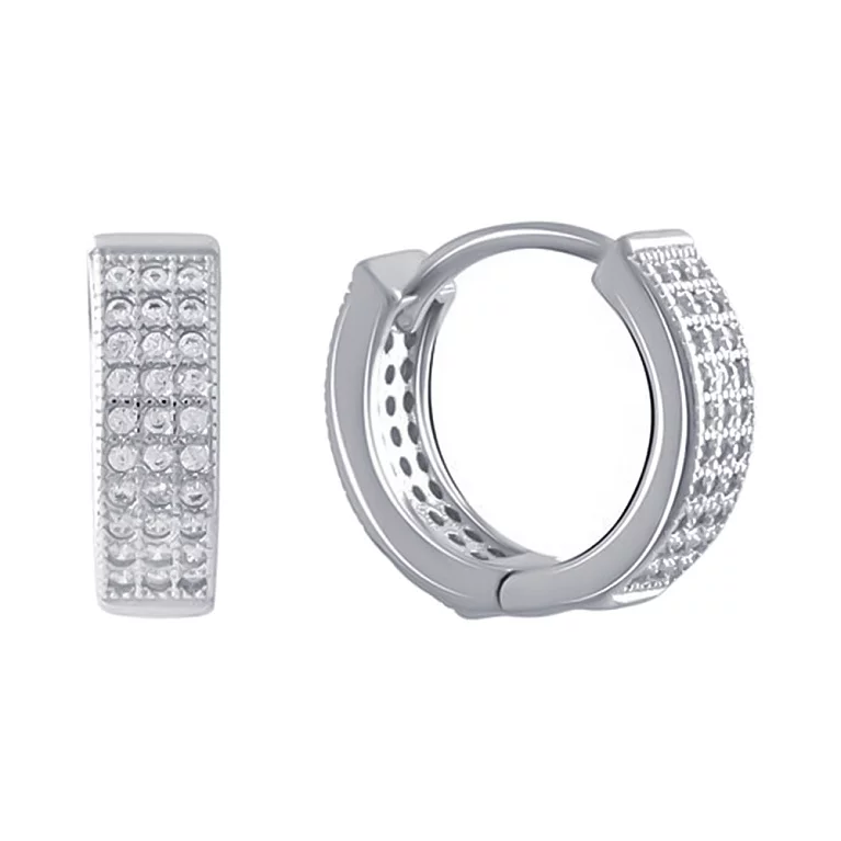 Сережки-кольца из серебра с фианитами. Артикул 7502/2081562: цена, отзывы, фото – купить в интернет-магазине AURUM