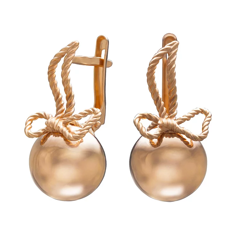 Золоті сережки Кулі та Бантик. Артикул 400200: ціна, відгуки, фото – купити в інтернет-магазині AURUM