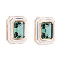 Серьги в красном золоте с эмалью и кварцем - 2035469