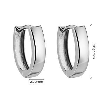 Сережки-кольца из белого золота в стиле минимализм - 1856215