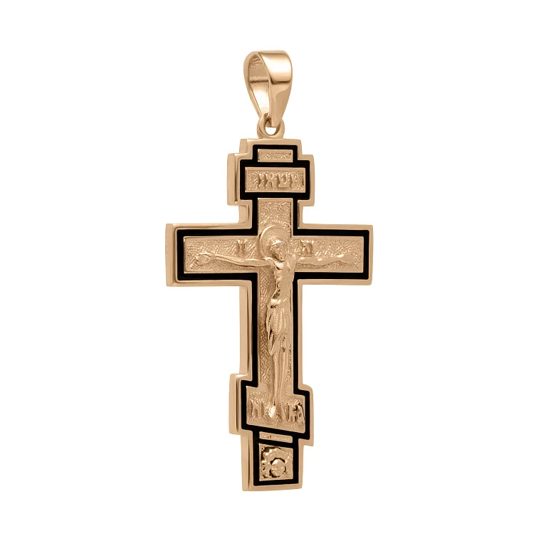 Золотий православний хрест з емаллю. Артикул 3110383101/2: ціна, відгуки, фото – купити в інтернет-магазині AURUM
