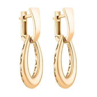 Серьги из красного золота в стиле геометрия с подвесом - 1810035