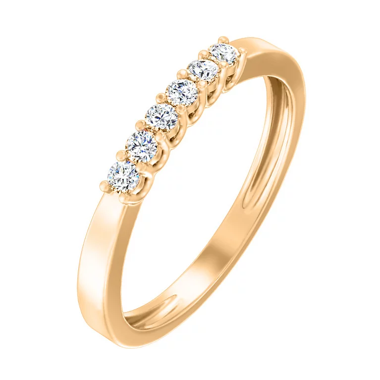 Кольцо из красного золота с бриллиантами . Артикул К011077020: цена, отзывы, фото – купить в интернет-магазине AURUM