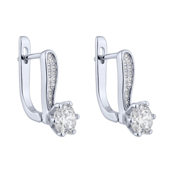 Серебряные серьги с фианитами  - 2258452