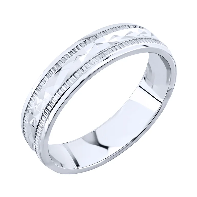 Серебряное обручальное кольцо с алмазной гранью - 2092425