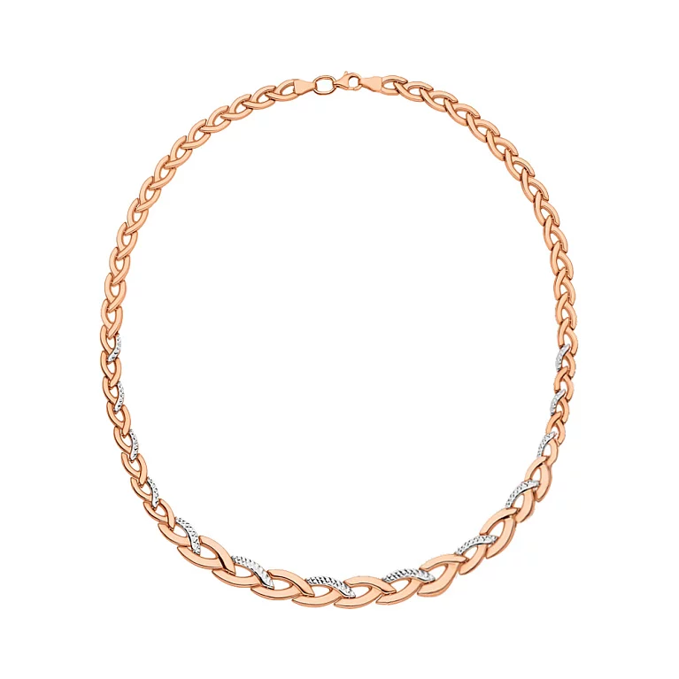 Колье из комбинированного золота с плетением ролекс. Артикул 370013р: цена, отзывы, фото – купить в интернет-магазине AURUM
