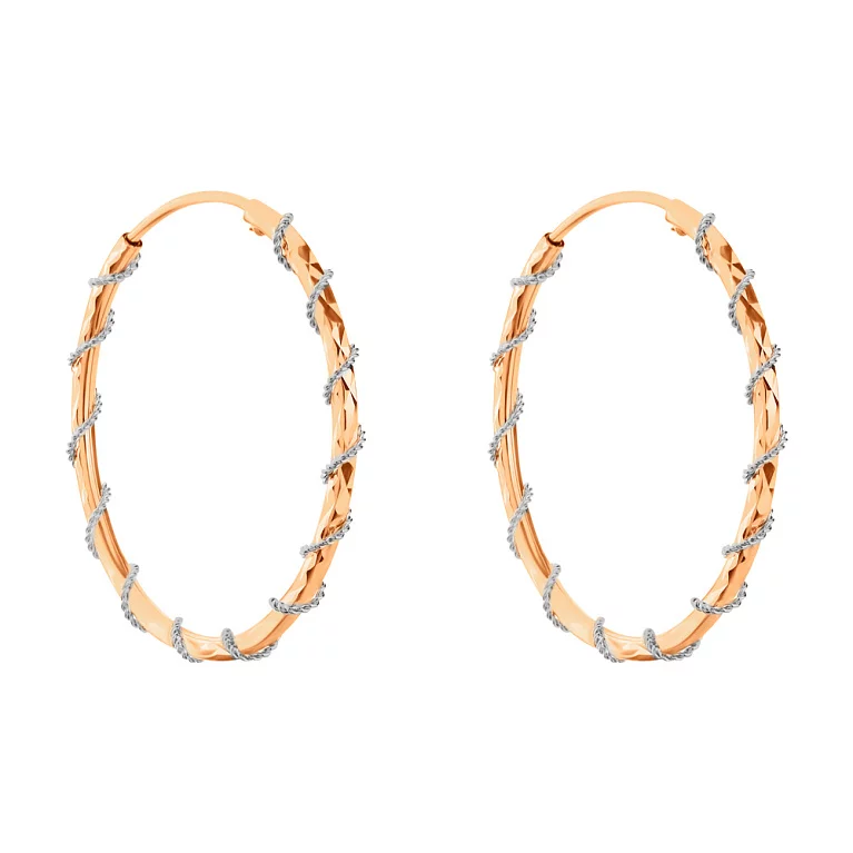 Сережки-кільця з комбінованого золота. Артикул 101450/30кб: ціна, відгуки, фото – купити в інтернет-магазині AURUM