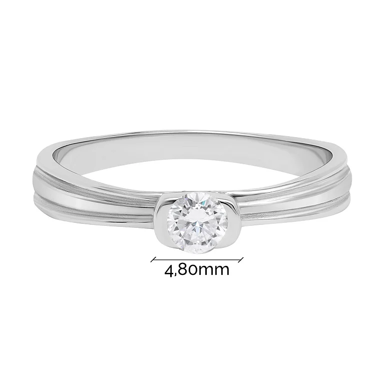 Кольцо с бриллиантом в белом золоте - 1731699