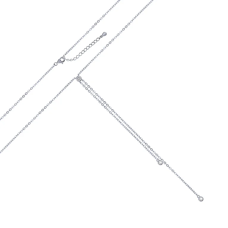 Кольє-краватка зі срібла з фіанітамі - 2129624