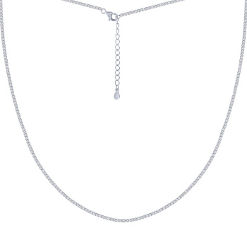 Серебряное теннисное колье с дорожкой из фианитов - 2058003