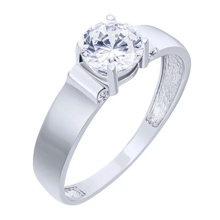 Помолвочное кольцо в белом золоте с фианитами. Артикул 123301: цена, отзывы, фото – купить в интернет-магазине AURUM