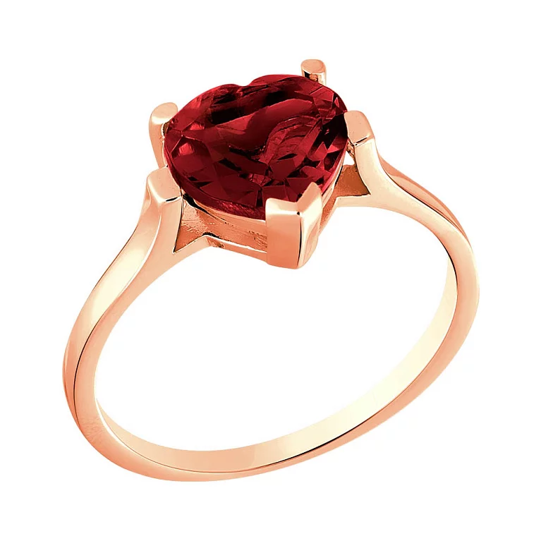 Кольцо из красного золота с гранатом Сердце. Артикул 140592Пк: цена, отзывы, фото – купить в интернет-магазине AURUM
