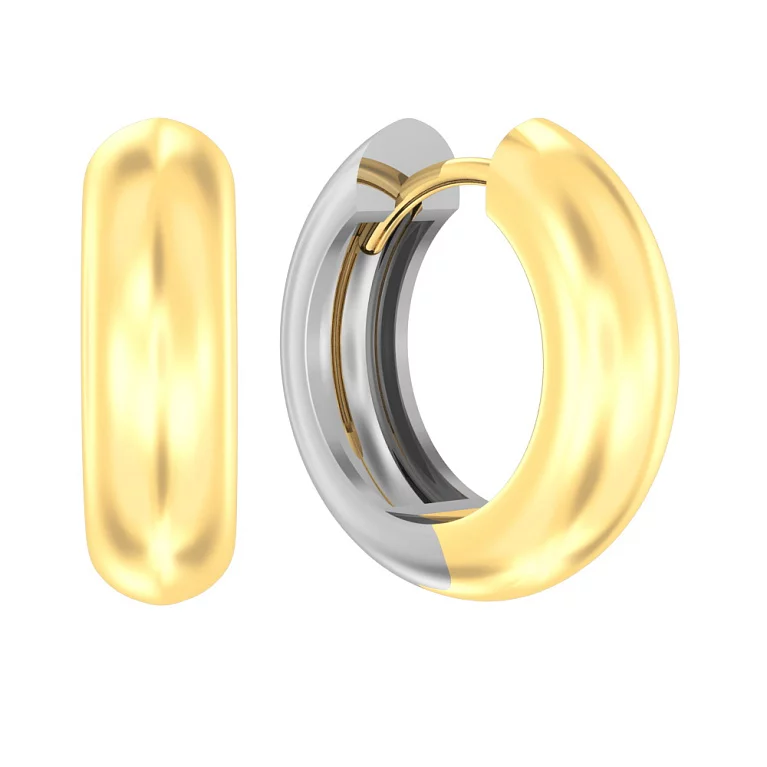 Сережки-кільця з комбінованого золота. Артикул 110462жб: ціна, відгуки, фото – купити в інтернет-магазині AURUM