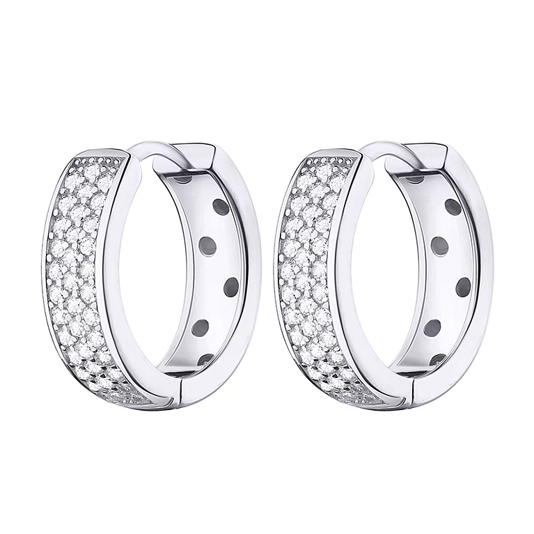 Серьги-кольца из серебра с фианитами. Артикул 7502/СК2Ф/2060: цена, отзывы, фото – купить в интернет-магазине AURUM