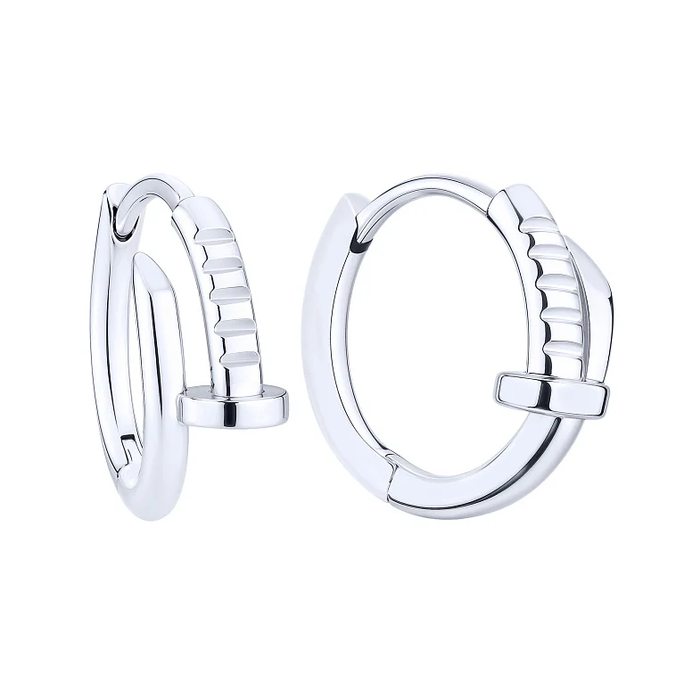 Серебряные серьги "Гвоздь" - 2159679