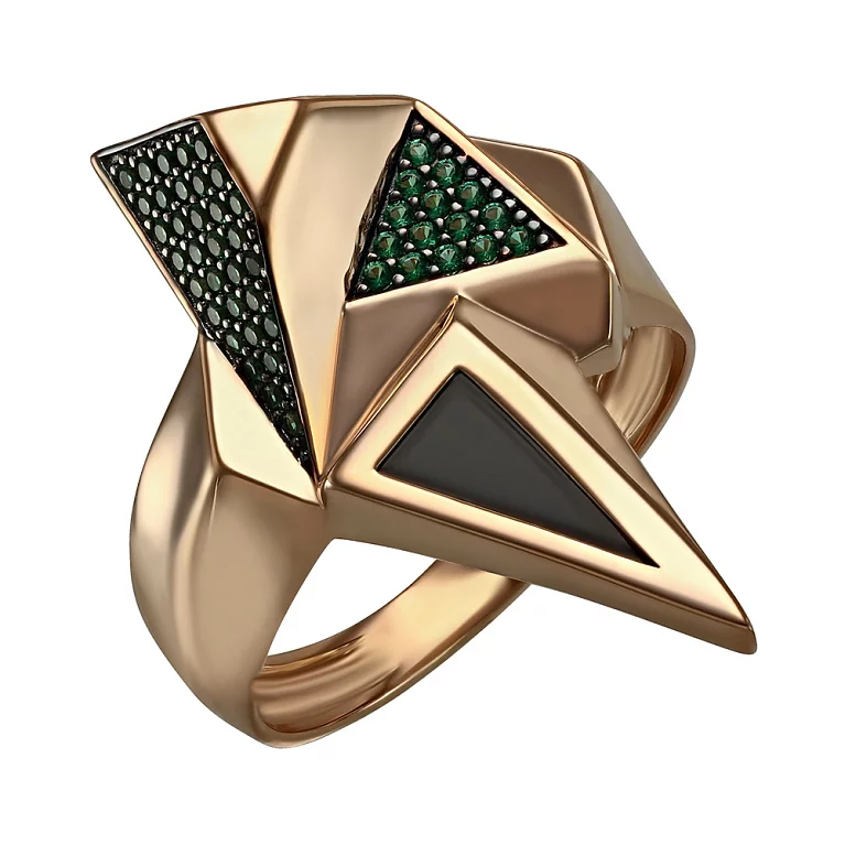 Золотое кольцо с агатом и фианитом Геометрия. Артикул 369607: цена, отзывы, фото – купить в интернет-магазине AURUM