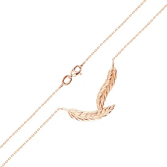 Колье из красного золота с подвесом "Колоски" плетение якорное - 1804634