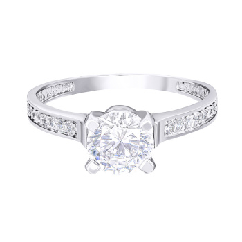 Серебряное кольцо с фианитами - 1535081