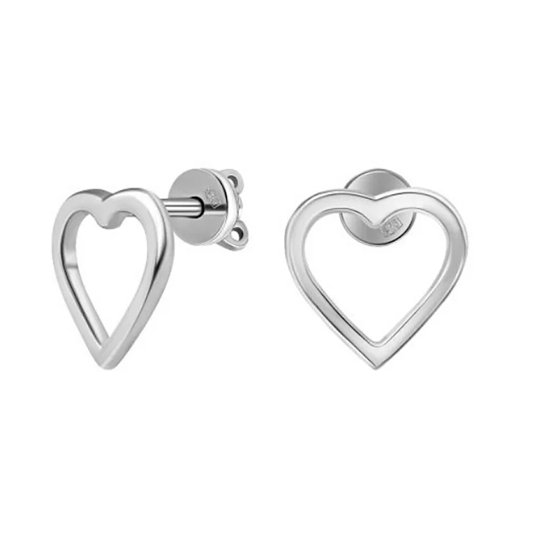 Срібні сережки-гвоздики "Серце". Артикул 7518/20599: ціна, відгуки, фото – купити в інтернет-магазині AURUM
