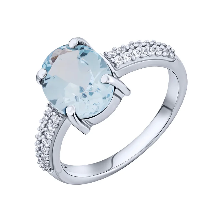 Кольцо из серебра с топазом и фианитами - 2162605
