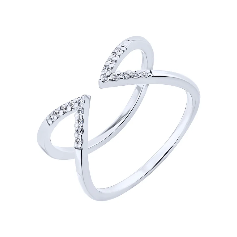 Незамкнутое двойное кольцо из серебра с фианитами - 2122621 Незамкнутое двойное кольцо из серебра с фианитами - 2122621